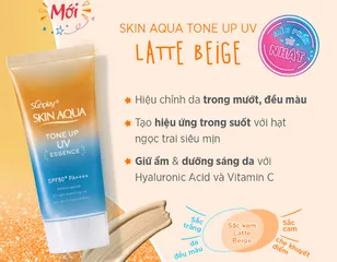 Kem Chống Nắng Sunplay Skin Aqua Tone Up UV Essence Latte Beige SPF50+ PA++++ - Giữ ẩm, Nâng tông da, Phù hợp cho da thường và da khô