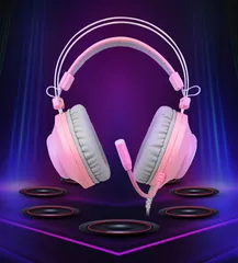 Tai nghe Zidli SCORE SH320V Pink - Tai Nghe Gaming Có Mic Khử Tiếng Ồn, Đèn RGB, Âm Thanh Chất Lượng Cao, Thiết Kế Nữ Tính