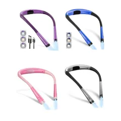Đèn pin 2 đầu Glocusent LED Đọc Sách Đeo Cổ - Đèn Sáng Pin Sạc USB, 3 Màu Sáng, 6 Độ Sáng, Tiện Lợi Cho Du Lịch và Công Việc Tại Nhà