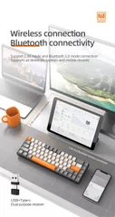 Bàn Phím Cơ Không Dây K68 - Kết Nối Máy Tính, Điện Thoại, Tablet - Thiết Kế Gọn Gàng, Red Switch êm ái, Hotswap tùy chỉnh