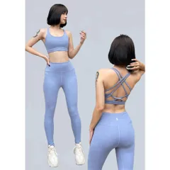 Bộ Đồ Tập Gym Nữ S210513-1 - Áo Bra 4 Dây Đan Chéo Lưng và Quần Legging Cạp Cao Thời Trang, Chất Liệu Thun Cao Cấp