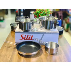 Bộ Nồi Silit Alicante 4 Món Kèm Chảo Đáy 3 Lớp - Chất Liệu Thép Không Gỉ - Phù Hợp Tất Cả Các Loại Bếp