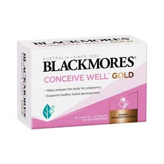 Viên uống Blackmores Conceive Well Gold - Hỗ trợ tăng khả năng thụ thai cho phụ nữ, bổ sung vitamin và chất dinh dưỡng cần thiết 56 viên
