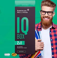 Viên Uống Tăng Cường Trí Nhớ Siberian Wellness IQ Box - Omega-3, Dầu Lanh, Chiết Xuất Ginkgo Hỗ Trợ Tuần Hoàn Não, Cải Thiện Nhận Thức
