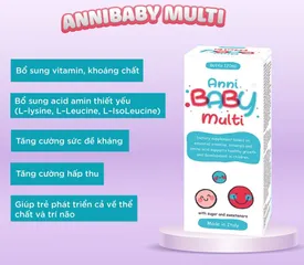 Vitamin tổng hợp Anni Baby Multi 120ml - Hỗ trợ trẻ ăn ngon, tăng cường sức đề kháng cho bé từ 1 tuổi, 21 loại vitamin thiết yếu