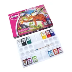 Bộ 12 màu nước Masterart Poster 15ml - Khay pha màu và cọ vẽ, Màu sắc trung thực, không lem, thích hợp cho người mới bắt đầu vẽ
