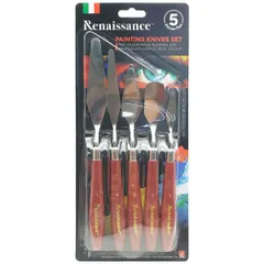 Bộ 5 Chiếc Bay Pha Màu Renaissance - Dụng Cụ Vẽ Sơn Acrylic, Sơn Dầu Chất Lượng Cao, Lưỡi Thép Không Gỉ, Thiết Kế Đẹp Mắt