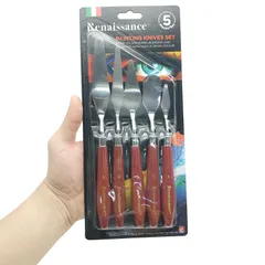 Bộ 5 Chiếc Bay Pha Màu Renaissance - Dụng Cụ Vẽ Sơn Acrylic, Sơn Dầu Chất Lượng Cao, Lưỡi Thép Không Gỉ, Thiết Kế Đẹp Mắt