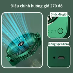Quạt Tích Điện Để Bàn CTFAST V02 - 3 Tốc Độ Gió, Điều Chỉnh 270 Độ, Thiết Kế Nhỏ Gọn, Di Động, Lưu Thông Không Khí êm ái