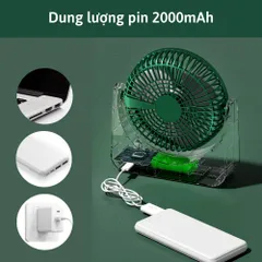 Quạt Tích Điện Để Bàn CTFAST V02 - 3 Tốc Độ Gió, Điều Chỉnh 270 Độ, Thiết Kế Nhỏ Gọn, Di Động, Lưu Thông Không Khí êm ái