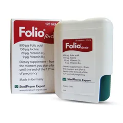 Viên bổ sung Acid Folic Folio Forte 800μg cho phụ nữ mang thai - Ngăn ngừa dị tật thai nhi, hỗ trợ phát triển khỏe mạnh