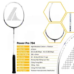 Vợt Cầu Lông ProKennex Power Pro 704 - Trọng Lượng Nhẹ 80-84g, Thiết Kế Sang Trọng, Phù Hợp Chơi Thể Thao Năng Động