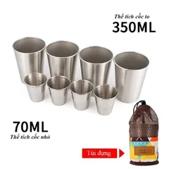 Bộ 8 Cốc Inox 304 Xếp Gọn CLS Có Túi Đựng - Đồ Dùng Cắm Trại Bền Đẹp, An Toàn Cho Sức Khỏe, Hoạt Động Ngoài Trời