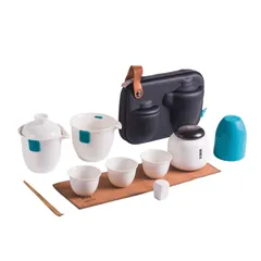 Bộ ấm chén pha trà gốm sứ dã ngoại xếp gọn - Thiết kế nhẹ nhàng, túi đựng tiện lợi cho picnic và du lịch, thưởng trà mọi lúc mọi nơi