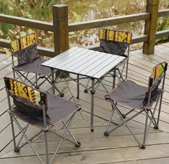 Bộ Bàn Ghế Dã Ngoại 4 Ghế 1 Bàn Gấp Gọn Tiện Dụng - Đồ Camping Ngoài Trời Cao Cấp Có Túi Đựng, Hoạt Động Gia Đình
