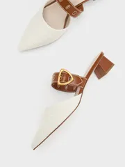 Giày cao gót Charles & Keith Sepphe Cut-Out Tweed Mules CK1-60580278 - Thời Trang Nữ Gót Vuông Mũi Nhọn Cao Cấp