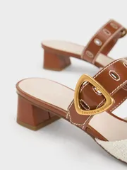 Giày cao gót Charles & Keith Sepphe Cut-Out Tweed Mules CK1-60580278 - Thời Trang Nữ Gót Vuông Mũi Nhọn Cao Cấp