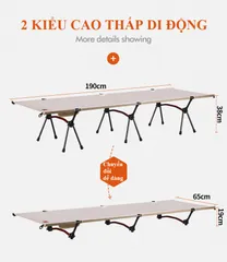 Giường gấp cắm trại hợp kim nhôm AoTu siêu bền nhẹ có túi đựng, dễ lắp đặt, thiết kế di động lý tưởng cho du lịch và dã ngoại.