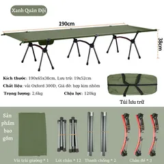 Giường gấp cắm trại hợp kim nhôm AoTu siêu bền nhẹ có túi đựng, dễ lắp đặt, thiết kế di động lý tưởng cho du lịch và dã ngoại.