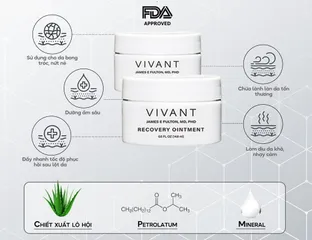 Kem Dưỡng Ẩm Phục Hồi Da Vivant Skincare Recovery Ointment - Chiết Xuất Aloe Vera Tăng Cường Độ Ẩm, Làm Dịu Da Sưng Đỏ 14.8ml