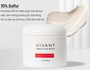 Mặt Nạ Hỗ Trợ Thải Độc Da Mụn Vivant Skincare Sulfur Clay Mask 165g - Ngừa Vi Khuẩn, Cải Thiện Mụn Trứng Cá, Kiểm Soát Dầu Nhờn