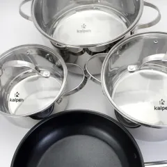 Bộ Nồi Chảo Inox 304 Cao Cấp 5 Đáy Kalpen Lermat L2 - Bộ Nấu Ăn Chất Liệu Inox Bền Bỉ, An Toàn Cho Sức Khỏe, Đáp Ứng Mọi Nhu Cầu Nấu Nướng