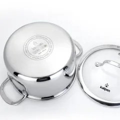Bộ Nồi Inox 3 Lớp Liền Khối Kalpen Kazler KZ1 - Chất Liệu Cao Cấp, Thiết Kế Sang Trọng, Tiết Kiệm Nhiên Liệu, Bộ 3 Nồi 16cm, 20cm, 24cm