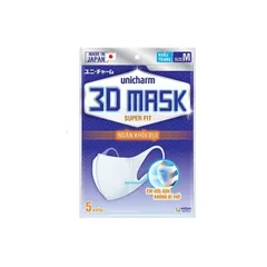Combo Khẩu Trang Unicharm 3D Mask Superfit Ngăn Khói 5 Miếng + 1 Khẩu Trang Virus Block - Bảo Vệ Sức Khỏe Bạn Hàng Ngày