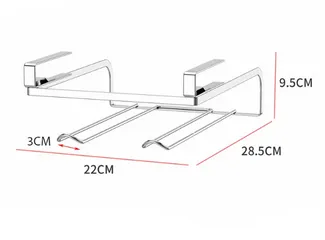 Giá treo 2 cuộn giấy bếp gắn tủ bếp Inox 304 - Tiện ích trang trí nhà bếp Hobby Home Decor kèm 8 móc treo đồ hữu dụng