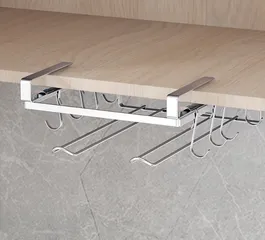 Giá treo 2 cuộn giấy bếp gắn tủ bếp Inox 304 - Tiện ích trang trí nhà bếp Hobby Home Decor kèm 8 móc treo đồ hữu dụng