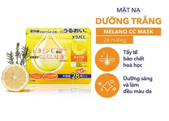 Mặt Nạ Dưỡng Sáng Melano CC - 28 Miếng Cấp Ẩm, Làm Mờ Đốm Nâu, Chiết Xuất Vitamin C, E Giúp Da Rạng Rỡ Tự Nhiên