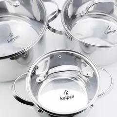 Nồi Inox 304 Kalpen Lermat 5 Đáy - Nồi Chuyên Dùng Bếp Từ, Tiết Kiệm Năng Lượng, 18cm-30cm, Chất Liệu Bền Đẹp, Nấu Nhanh Chóng