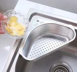 Rổ Treo Góc Chậu Rửa Chén Đa Năng Inox 304 - Dụng Cụ Tiện Ích Cho Nhà Bếp Kèm Sticker & Keo Dán Siêu Dính