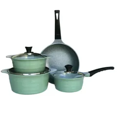 Bộ Nồi Vân Đá 4 Món Ecoramic Sky Pot Không Từ Màu Xanh Mint - Dụng Cụ Bếp Sang Trọng, Chịu Nhiệt Tốt, Tiết Kiệm Điện