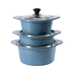 Bộ nồi vân đá chống dính Ecoramic 3 món đáy từ - Thiết kế sang trọng, an toàn sức khỏe, phù hợp với mọi bếp nấu