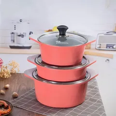 Bộ nồi vân đá chống dính Ecoramic 3 món đáy từ - Thiết kế sang trọng, an toàn sức khỏe, phù hợp với mọi bếp nấu