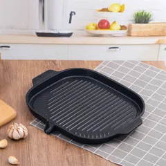 Chảo Nướng BBQ Ecoramic Đúc Nguyên Khối Đáy Nhôm 32x29cm - Phù Hợp Tất Cả Các Loại Bếp, Chống Dính Cao Cấp, Chất Lượng Cao