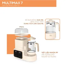 Máy Hâm Sữa Đa Năng Điện Tử Fatzbaby Multimax 7 FB9302TN - Tiệt Trùng, Hấp Thức Ăn, Chế Độ Khử Clo, Dễ Dùng, Màu Be