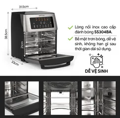 Nồi Chiên Không Dầu Đa Năng 2Good Vortex S-18 15L - Thiết Kế Sang Trọng, Dễ Sử Dụng, Khu Vực 220°C, Phù Hợp Gia Đình 5-6 Người