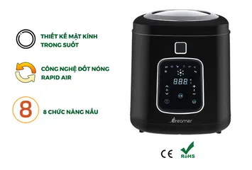 Nồi Chiên Không Dầu Dreamer DF-S40B 3.5L - 8 Chức Năng Nấu Thông Minh, Công Suất 1300W, Công Nghệ Rapid Air