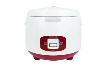 Nồi cơm điện Cuckoo CR-1055 1.8L - Nấu cơm, hầm nóng với thiết kế màu trắng đỏ cho gia đình 4-6 người sử dụng, dễ dàng di chuyển.
