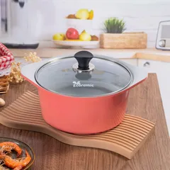 Nồi Vân Đá Ecoramic 5 Lớp Ceramic Đáy Từ Chống Dính, Kích Thước Tiện Lợi - Nấu Ăn Hằng Ngày, An Toàn Cho Sức Khỏe