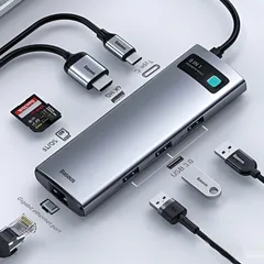 Bộ Hub Đa Năng Baseus Metal Gleam Gen2 6in1 - Cổng HDMI, USB3.0, RJ45, Sạc Nhanh PD 100W - Thiết Bị Mở Rộng Kết Nối Máy Tính, Điện Thoại