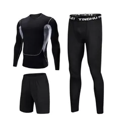 Bộ Quần Áo Legging Nam Giữ Nhiệt 3 Trong 1 Cao Cấp - Thể Thao Tập Gym, Chất Liệu Thun Polyester Cao Cấp, Thiết Kế Thoải Mái, Đen Xám