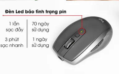 Chuột không dây Logitech MX Anywhere 2S - Chuột Bluetooth kết nối USB, DPI 4000, thời gian sử dụng pin tới 70 ngày, thiết kế ergonomic siêu tiện lợi