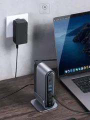 Hub Chuyển Đa Năng 17in1 Baseus Working Station CAHUB-DG0G - Cổng Kết Nối Đầy Đủ Cho Laptop, Macbook, Smartphone, Adapter Kèm Theo