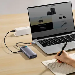 Hub Mở Rộng 8in1 Baseus Metal Gleam Gen 2 - Cổng HDMI, VGA, USB 3.0, Sạc Nhanh 100W - Thiết Bị Kết Nối Đa Năng Cho Laptop và Máy Tính