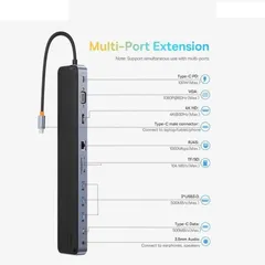 Hub Mở Rộng Baseus 12 in 1 EliteJoy Gen2 - Công cụ Chuyển Đổi Đa Năng 11 Cổng Type-C cho Laptop, Macbook, Smartphone, 4K HDMI, Sạc Nhanh PD 100W