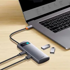 Hub mở rộng Baseus Metal Gleam Multifunctional Gen2 WKWG070013 4 in 1 - Kết Nối HDMI, USB 3.0, USB Type C - Sạc Nhanh PD 100W
