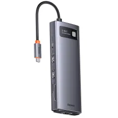 Hub mở rộng 9 in 1 Baseus Metal Gleam Gen2 - Cổng USB, HDMI, Type-C PD, Hỗ trợ 4K, Truyền dữ liệu 5Gbps, Dành cho Macbook và Laptop